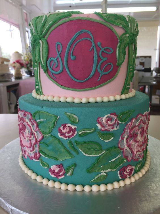 Pink and Green Custom Cake
