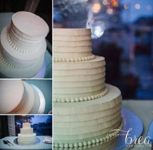 collage of images of a wedding cake with ruffles